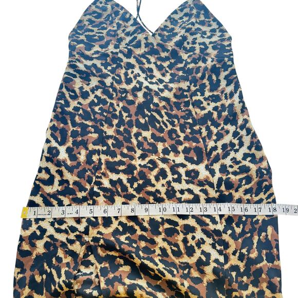 Endless Summer Harper Slip Dress Midi Leopard Open Back Slit Semi-Sheer Small S - Picture 15 of 15